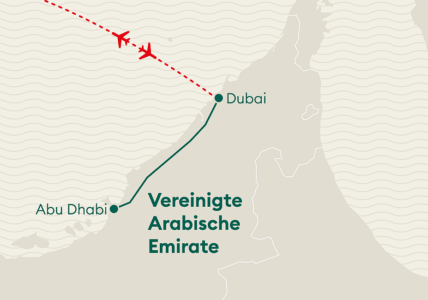 Reiseverlaufkarte Dubai und Abu Dhabi Privatreise