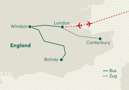 Reiseverlaufskarte England Belmond British Pullman