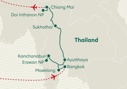 Thailand Norden Reiseverlaufkarte Privatreise