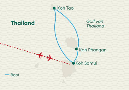 Reiseverlaufskarte Thailand Inselhüpfen Privatreise