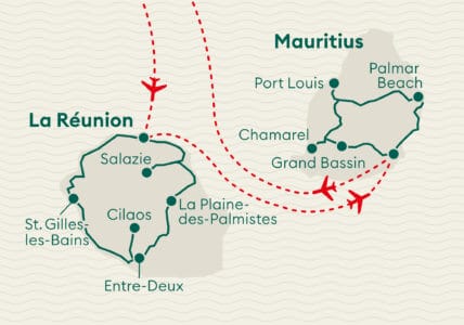 Karte La Réunion & Mauritius